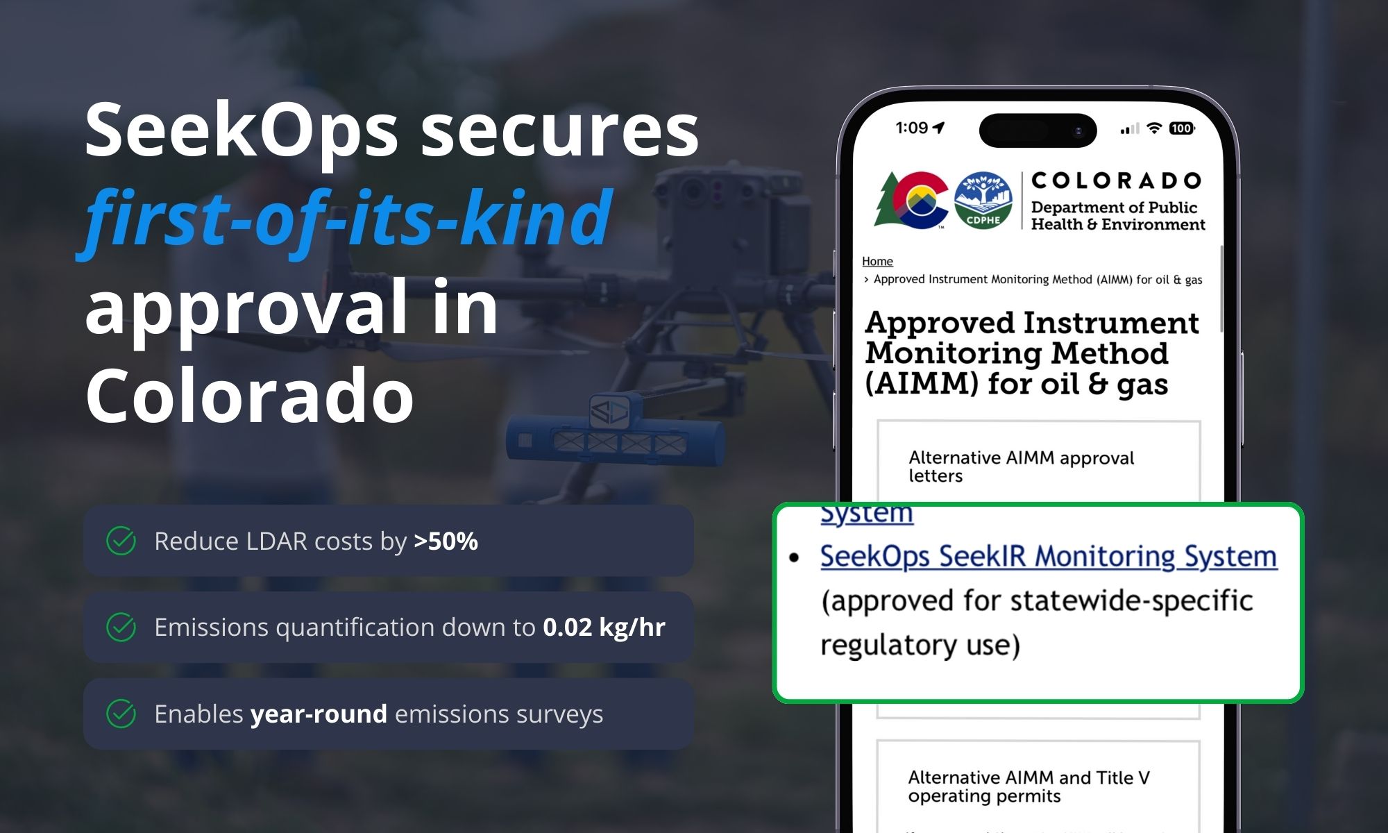 seekops regulatory approval for colorado AIMM